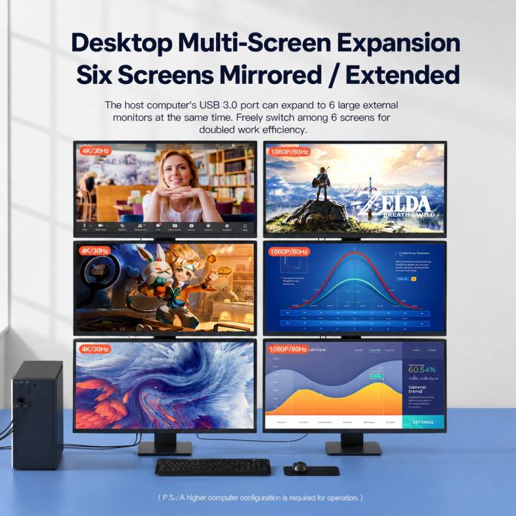 Blueendless HU201 USB / Type-C to Dual HDMI Docking Station Supports MacOS Extended Display, HU201