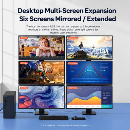 Blueendless HU201 USB / Type-C to Dual HDMI Docking Station Supports MacOS Extended Display, HU201