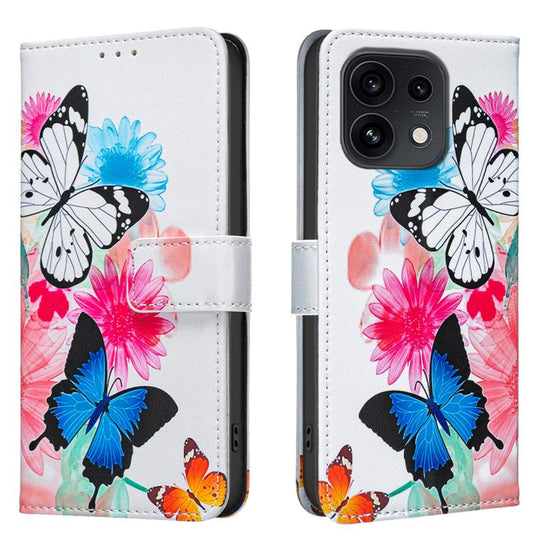 Colored Drawing Pattern Vegan Leather Phone Case, For OPPO Reno16 F 5G/Reno16 FS 5G, For OPPO Reno16/Reno16 Pro 5G Global