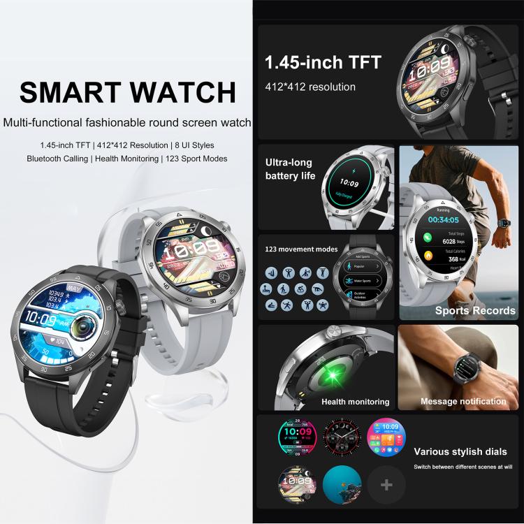 QS39 Smart Watch, 1.45 inch Screen, BT Call, Heart Rate, Blood Oxygen, Blood Pressure