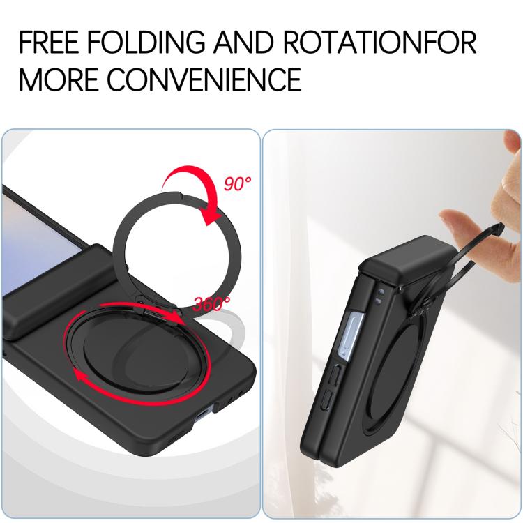 Skin Feel Hinge 360 Rotation Magnetic Ring Holder Phone Case, For Galaxy Z Flip8 5G, For Galaxy Z Flip7 5G