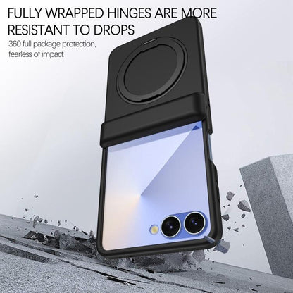 Skin Feel Hinge 360 Rotation Magnetic Ring Holder Phone Case, For Galaxy Z Flip8 5G, For Galaxy Z Flip7 5G