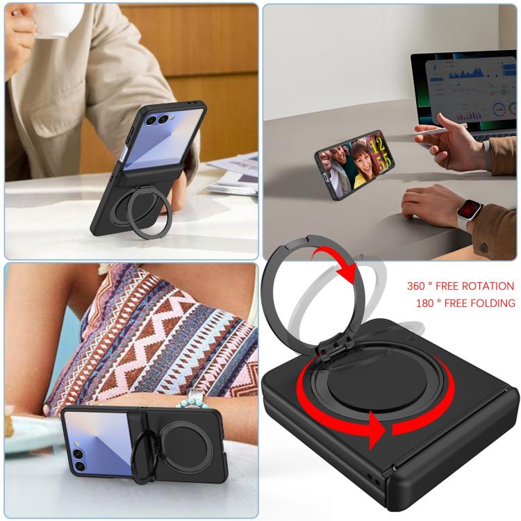 Skin Feel Hinge 360 Rotation Magnetic Ring Holder Phone Case, For Galaxy Z Flip8 5G, For Galaxy Z Flip7 5G