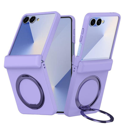 Skin Feel Hinge 360 Rotation Magnetic Ring Holder Phone Case, For Galaxy Z Flip8 5G, For Galaxy Z Flip7 5G