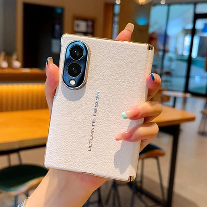 Electroplate Dual-Hinge Litchi Texture Phone Case, For Galaxy Z Fold8 5G, For Galaxy Z Fold8 Ultra 5G, For Galaxy Z Fold7 / W26