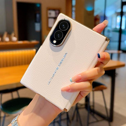 Electroplate Dual-Hinge Litchi Texture Phone Case, For Galaxy Z Fold8 5G, For Galaxy Z Fold8 Ultra 5G, For Galaxy Z Fold7 / W26