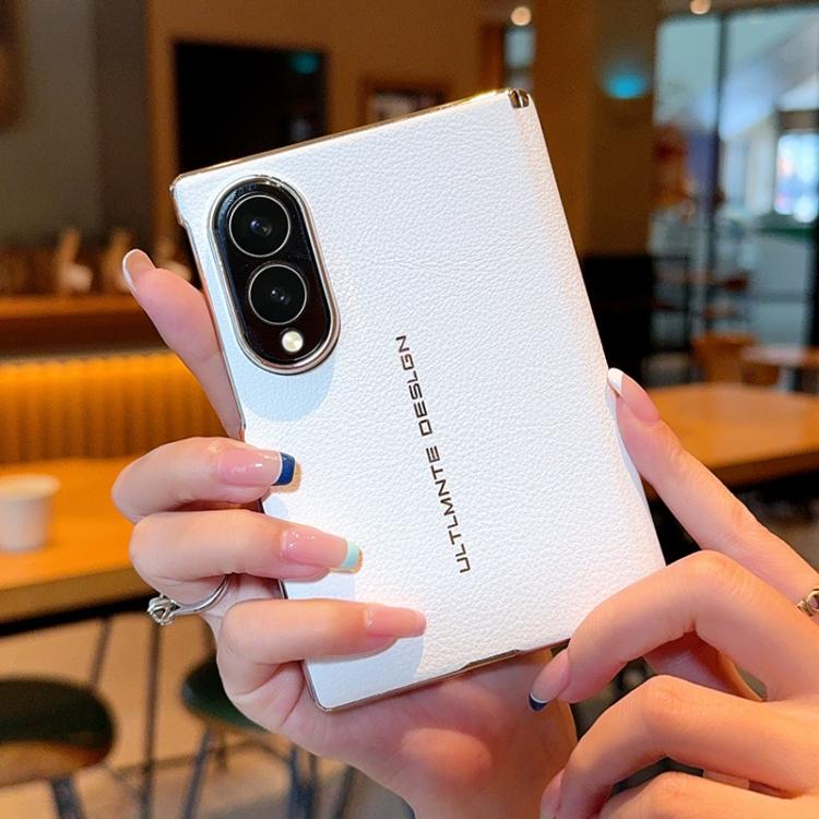 Electroplate Dual-Hinge Litchi Texture Phone Case, For Galaxy Z Fold8 5G, For Galaxy Z Fold8 Ultra 5G, For Galaxy Z Fold7 / W26