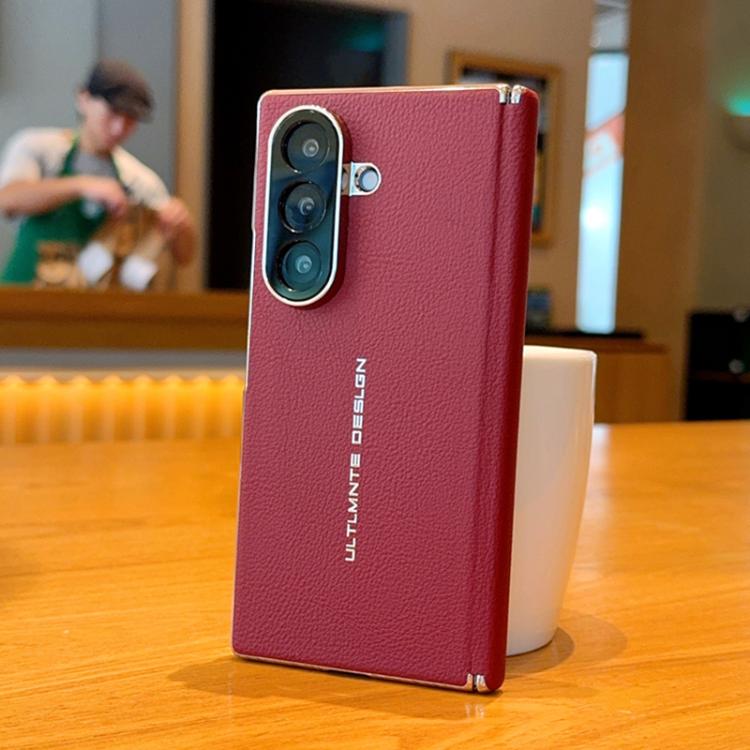 Electroplate Dual-Hinge Litchi Texture Phone Case, For Galaxy Z Fold8 5G, For Galaxy Z Fold8 Ultra 5G, For Galaxy Z Fold7 / W26