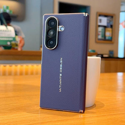 Electroplate Dual-Hinge Litchi Texture Phone Case, For Galaxy Z Fold8 5G, For Galaxy Z Fold8 Ultra 5G, For Galaxy Z Fold7 / W26
