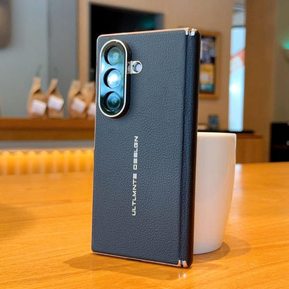 Electroplate Dual-Hinge Litchi Texture Phone Case, For Galaxy Z Fold8 5G, For Galaxy Z Fold8 Ultra 5G, For Galaxy Z Fold7 / W26