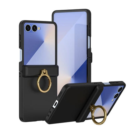 Skin Feel PC Hinge Ring Holder Phone Case, For Galaxy Z Flip8 5G, For Galaxy Z Flip7 5G