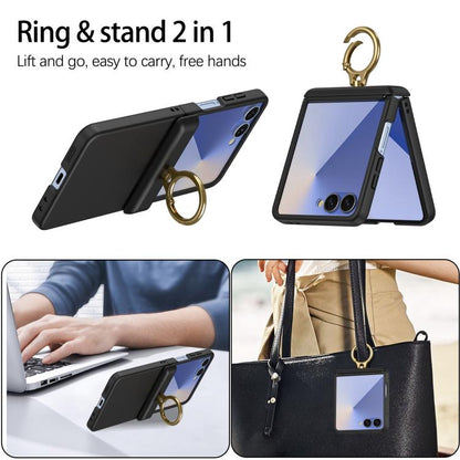 Skin Feel PC Hinge Ring Holder Phone Case, For Galaxy Z Flip8 5G, For Galaxy Z Flip7 5G