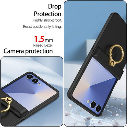 Skin Feel PC Hinge Ring Holder Phone Case, For Galaxy Z Flip8 5G, For Galaxy Z Flip7 5G