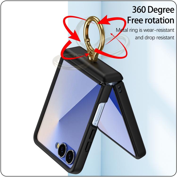 Skin Feel PC Hinge Ring Holder Phone Case, For Galaxy Z Flip8 5G, For Galaxy Z Flip7 5G
