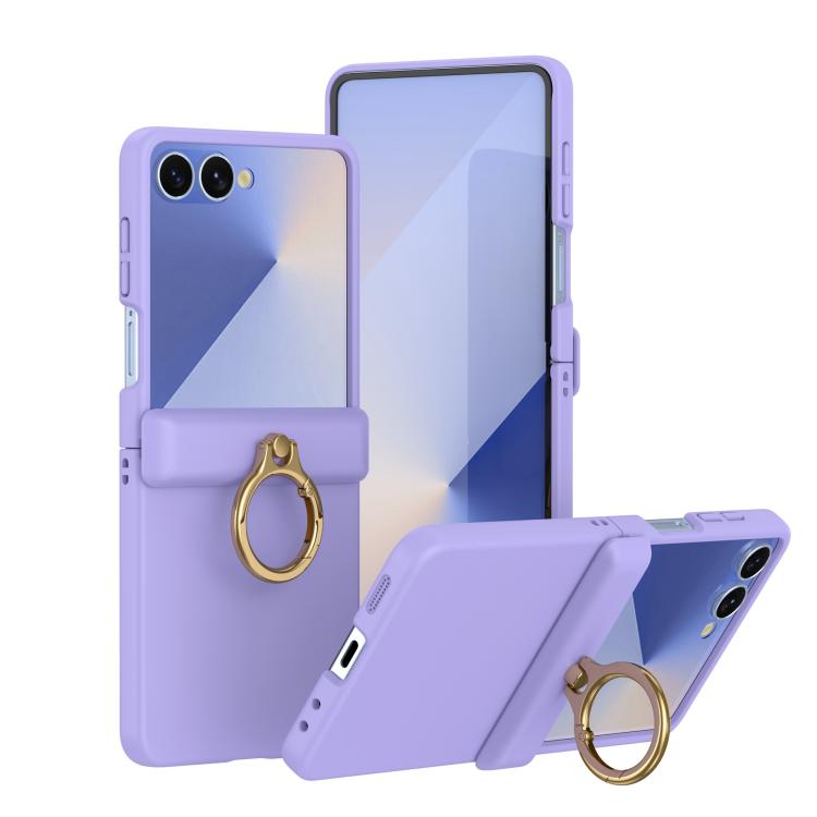 Skin Feel PC Hinge Ring Holder Phone Case, For Galaxy Z Flip8 5G, For Galaxy Z Flip7 5G