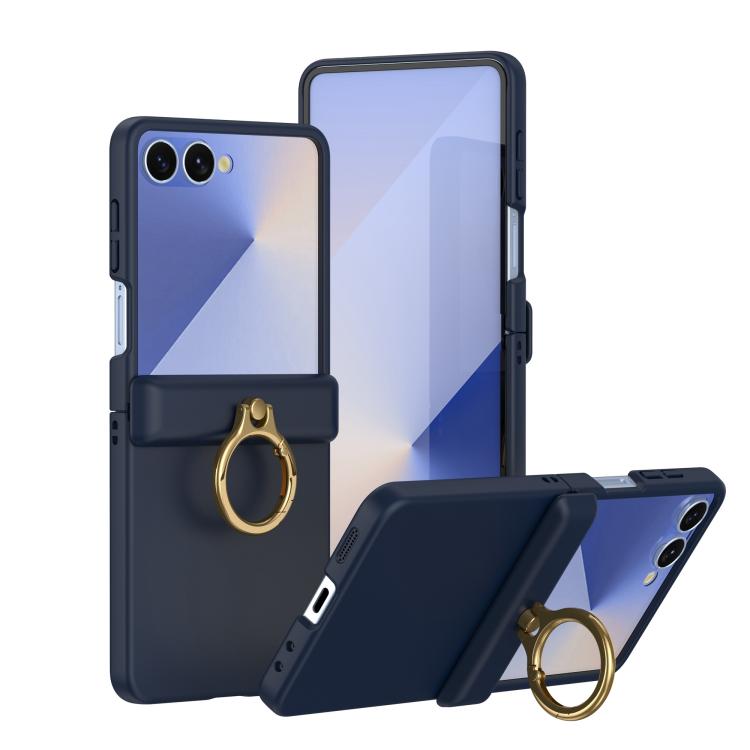 Skin Feel PC Hinge Ring Holder Phone Case, For Galaxy Z Flip8 5G, For Galaxy Z Flip7 5G