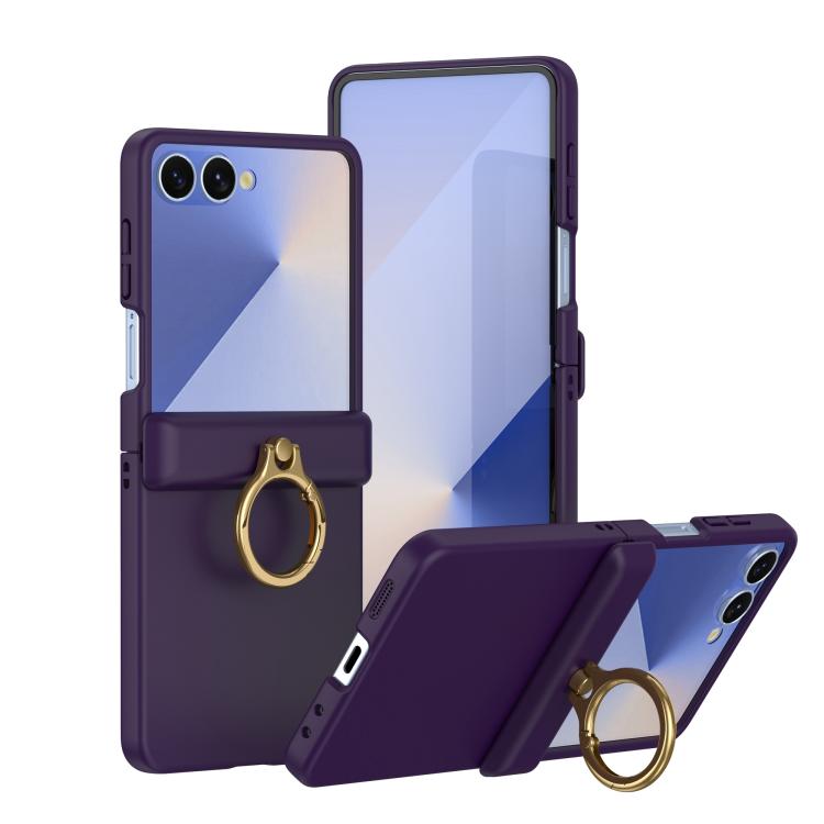 Skin Feel PC Hinge Ring Holder Phone Case, For Galaxy Z Flip8 5G, For Galaxy Z Flip7 5G