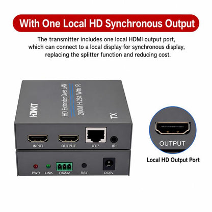 NK-E200 HDMI-Compatible 200m Network Cable Extender, AU Plug, EU Plug, UK Plug, US Plug