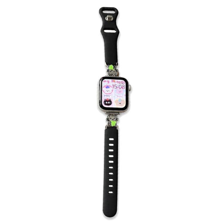Metal Cartoon Hybrid Black Silicone Watch Band, For Apple Watch 46mm / 49mm / 45mm / 44mm, For Apple Watch 42mm / 41mm / 40mm / 38mm
