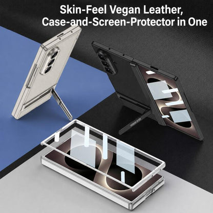 GKK Integrated Magnetic Triumph Skin Feel Vegan Leather Phone Case with Holder, For Galaxy Z Fold8 Ultra 5G