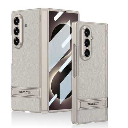 GKK Integrated Magnetic Triumph Skin Feel Vegan Leather Phone Case with Holder, For Galaxy Z Fold8 Ultra 5G