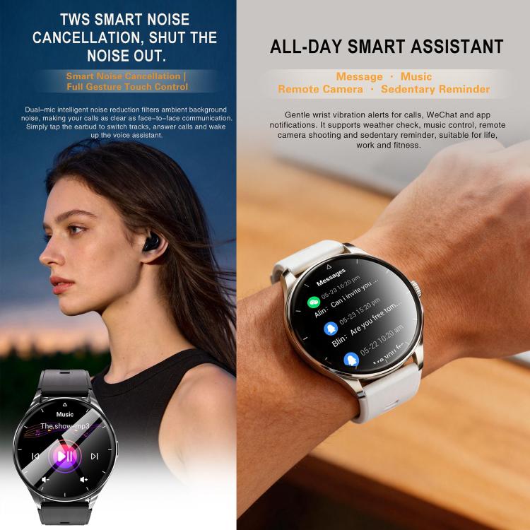 X10 Pro Smart Watch & Sleep TWS Earphones, 1.45 inch Screen, Support Bluetooth Call / Heart Rate