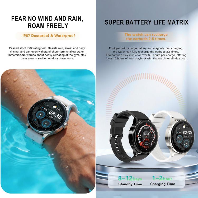 X10 Pro Smart Watch & Sleep TWS Earphones, 1.45 inch Screen, Support Bluetooth Call / Heart Rate