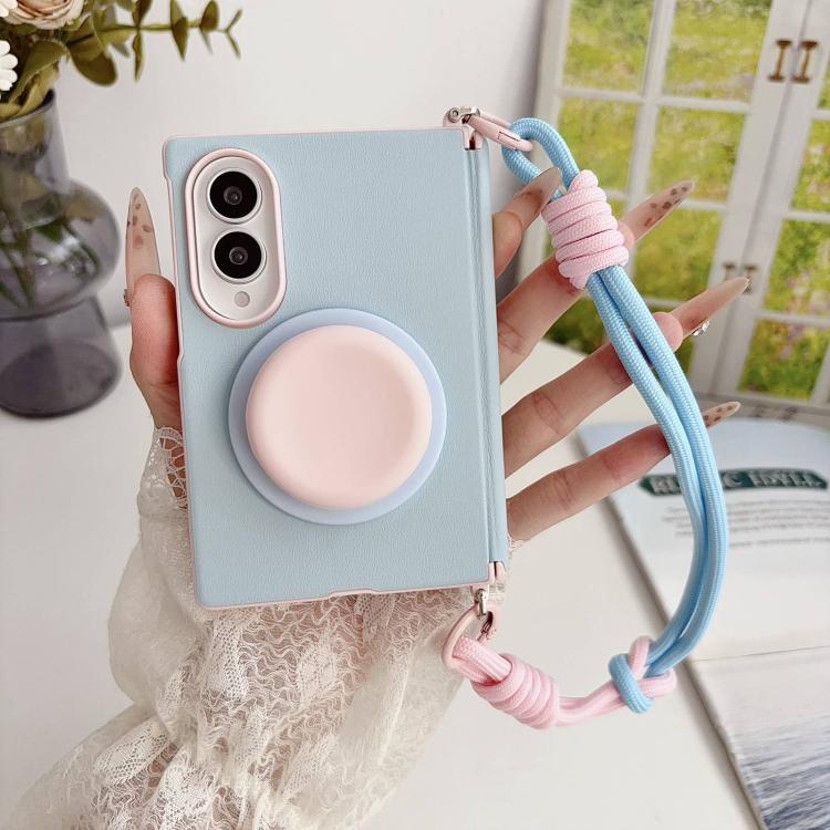 Side Buckle Magnetic Hinge Dopamine Series Phone Case with Holder / Wrist Strap, For Galaxy Z Fold8 5G