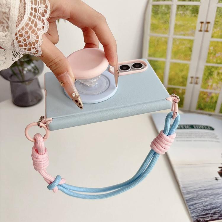 Side Buckle Magnetic Hinge Dopamine Series Phone Case with Holder / Wrist Strap, For Galaxy Z Fold8 5G