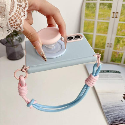 Side Buckle Magnetic Hinge Dopamine Series Phone Case with Holder / Wrist Strap, For Galaxy Z Fold8 5G
