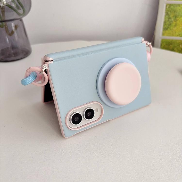 Side Buckle Magnetic Hinge Dopamine Series Phone Case with Holder / Wrist Strap, For Galaxy Z Fold8 5G
