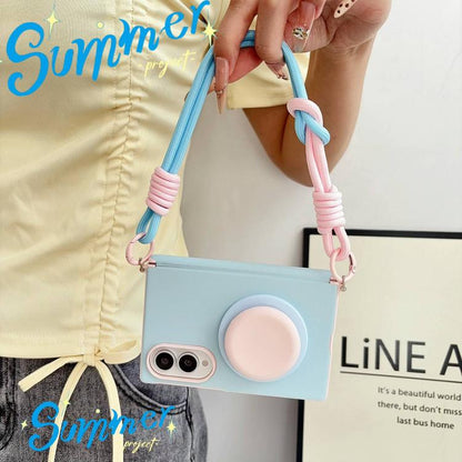 Side Buckle Magnetic Hinge Dopamine Series Phone Case with Holder / Wrist Strap, For Galaxy Z Fold8 5G