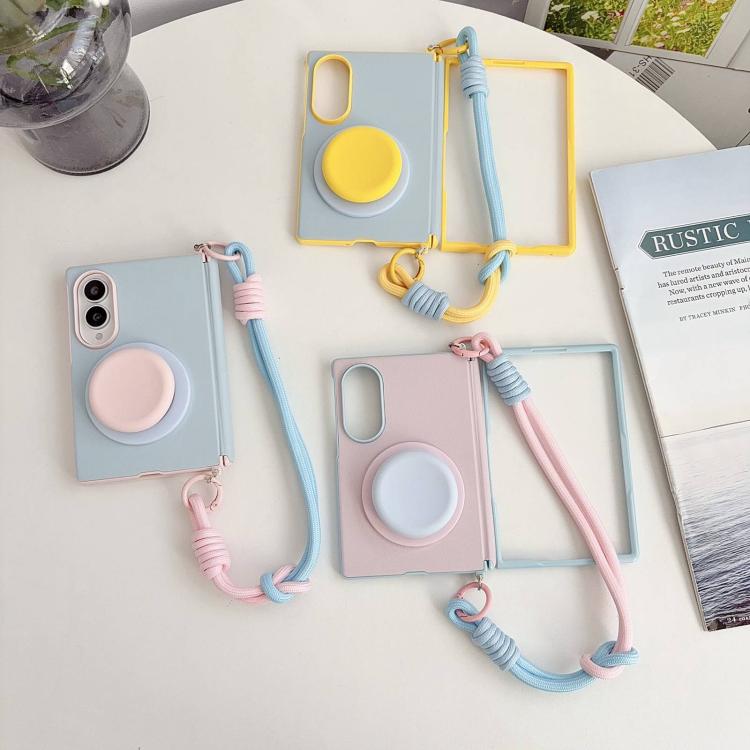 Side Buckle Magnetic Hinge Dopamine Series Phone Case with Holder / Wrist Strap, For Galaxy Z Fold8 5G