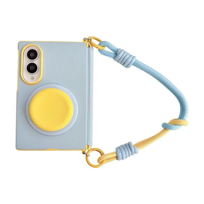 Side Buckle Magnetic Hinge Dopamine Series Phone Case with Holder / Wrist Strap, For Galaxy Z Fold8 5G