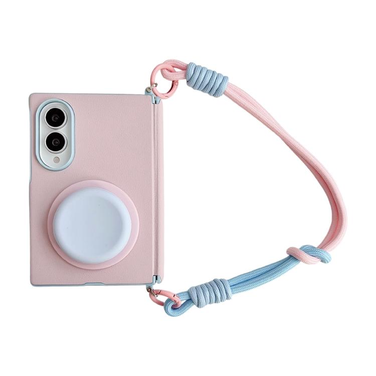 Side Buckle Magnetic Hinge Dopamine Series Phone Case with Holder / Wrist Strap, For Galaxy Z Fold8 5G