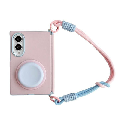 Side Buckle Magnetic Hinge Dopamine Series Phone Case with Holder / Wrist Strap, For Galaxy Z Fold8 5G