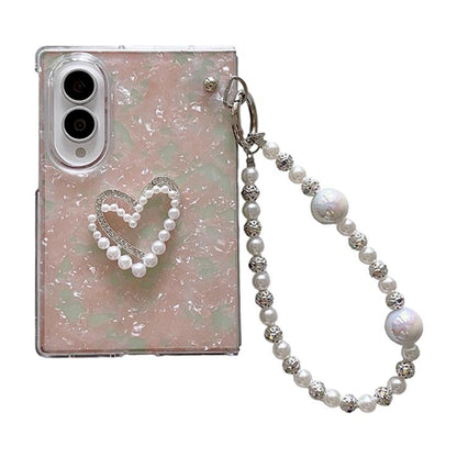 Pearlescent Shell Texture Phone Case with DIY Bracelet, For Galaxy Z Fold8 5G