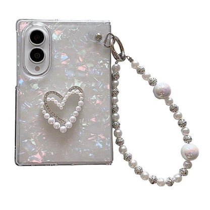 Pearlescent Shell Texture Phone Case with DIY Bracelet, For Galaxy Z Fold8 5G