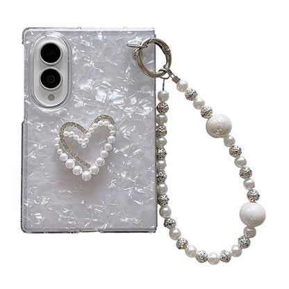 Pearlescent Shell Texture Phone Case with DIY Bracelet, For Galaxy Z Fold8 5G