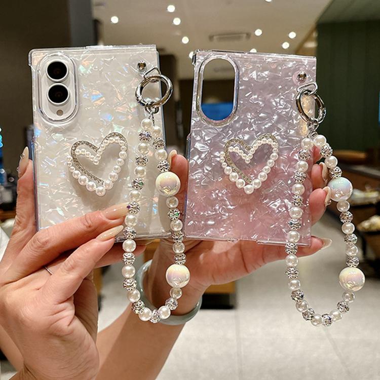 Pearlescent Shell Texture Phone Case with DIY Bracelet, For Galaxy Z Fold8 5G