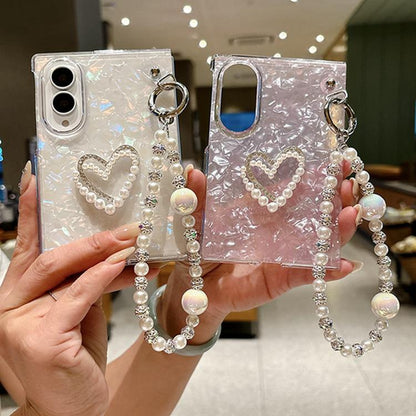 Pearlescent Shell Texture Phone Case with DIY Bracelet, For Galaxy Z Fold8 5G