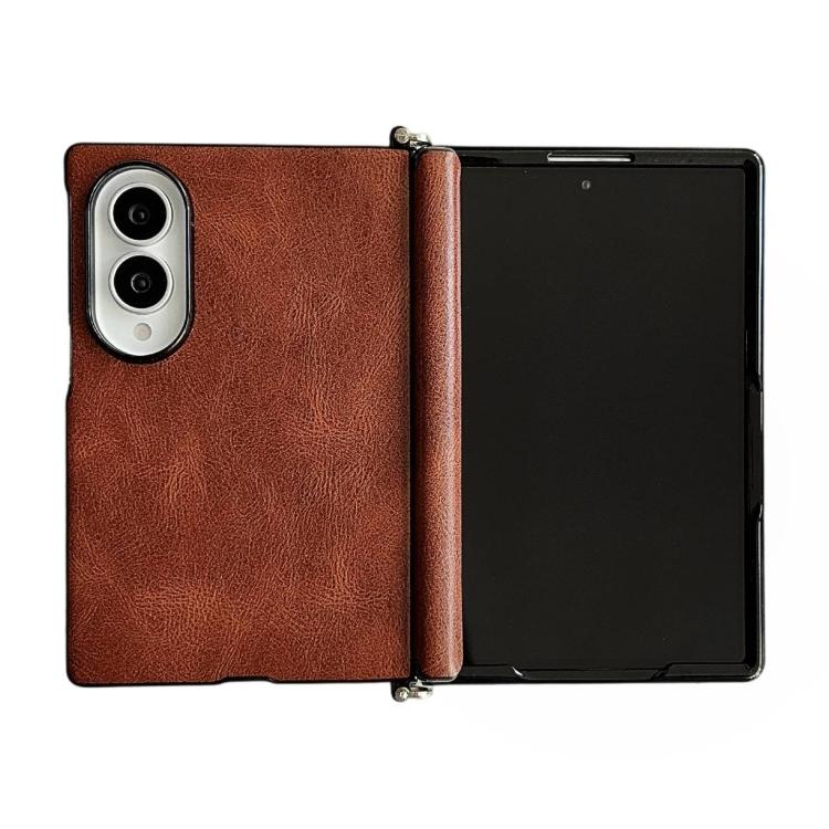 Side Clamp Central Axis Magnetic Crazy Horse Leather Texture Phone Case, For Galaxy Z Fold8 5G