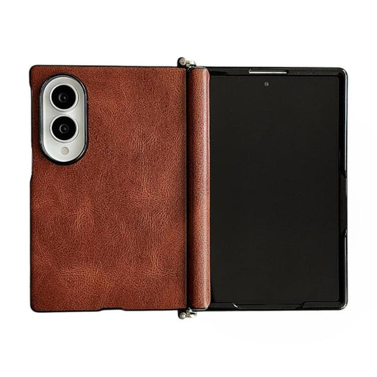 Side Clamp Central Axis Magnetic Crazy Horse Leather Texture Phone Case, For Galaxy Z Fold8 5G