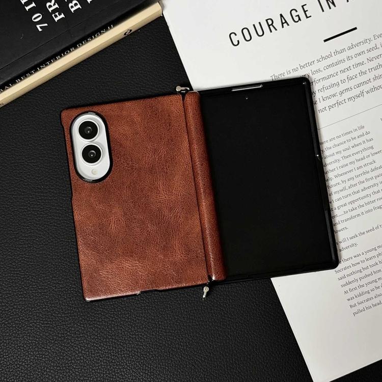 Side Clamp Central Axis Magnetic Crazy Horse Leather Texture Phone Case, For Galaxy Z Fold8 5G