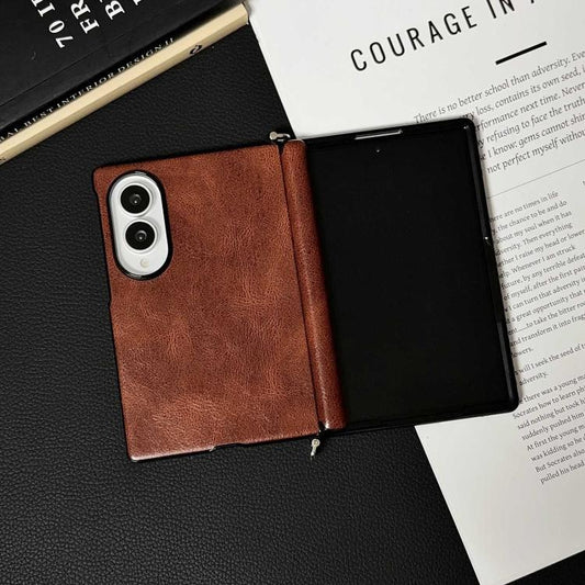 Side Clamp Central Axis Magnetic Crazy Horse Leather Texture Phone Case, For Galaxy Z Fold8 5G