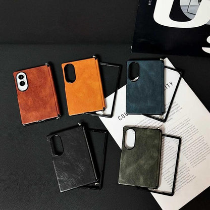 Side Clamp Central Axis Magnetic Crazy Horse Leather Texture Phone Case, For Galaxy Z Fold8 5G