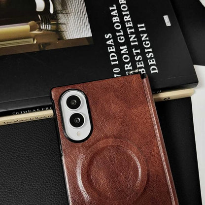 Side Clamp Hinge Crazy Horse Texture Magnetic Leather Phone Case, For Galaxy Z Fold8 5G