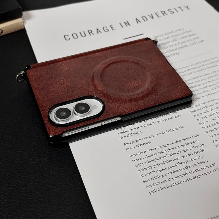 Side Clamp Hinge Crazy Horse Texture Magnetic Leather Phone Case, For Galaxy Z Fold8 5G