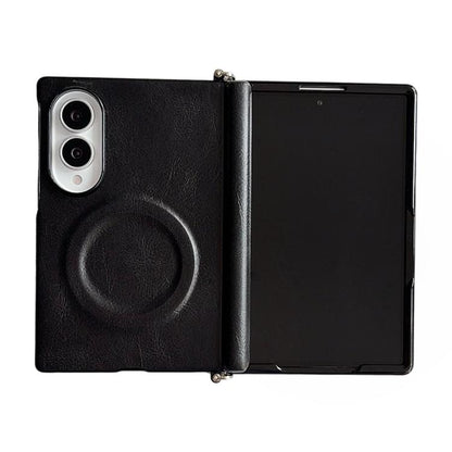 Side Clamp Hinge Crazy Horse Texture Magnetic Leather Phone Case, For Galaxy Z Fold8 5G