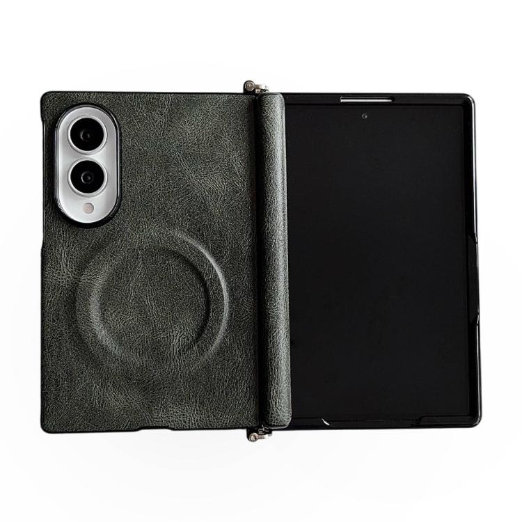 Side Clamp Hinge Crazy Horse Texture Magnetic Leather Phone Case, For Galaxy Z Fold8 5G